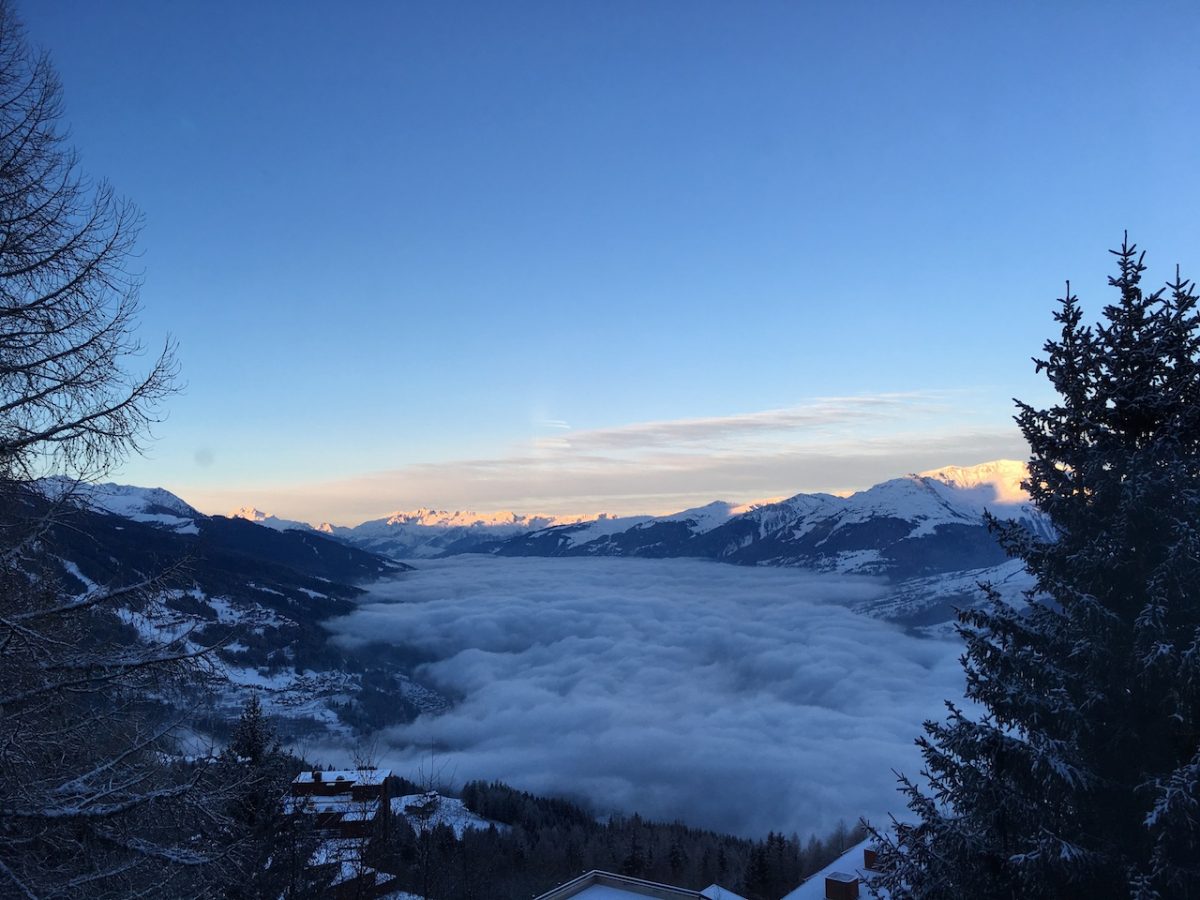 Day 1 of Vans Snowboarding Days looking peachy above the clouds in Les Arcs, France