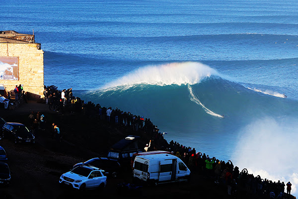 Sebastian Steudtner from Nuremberg, Germany is nominated for the Tag Heuer XXL Biggest Wave Award for this ride at Nazaré, Portugal on October 24, 2016 © Miguel Chaby