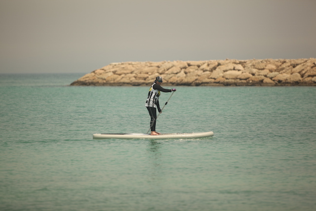 Participants take to the water off the coast of Kish Island in the Persian Gulf. Photo: I.R. Iran Surfing Association