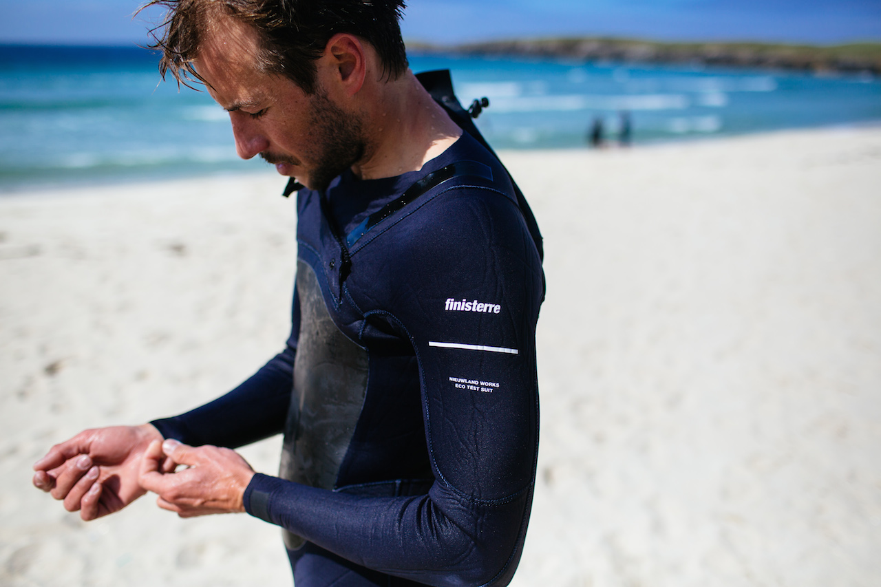 Noah Lane testing out new eco suit in Shetland