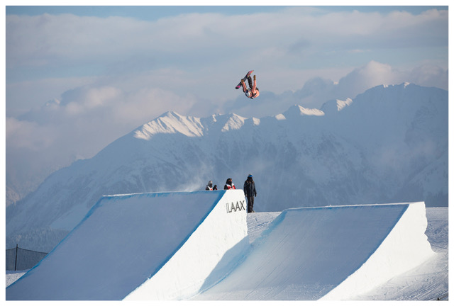 For the past four years, ACM have been helping mastermind GB Park & Pipe's content, sponsorship, social media and comms strategy. Katie Ormerod, Laax. Photo by Sam Mellish