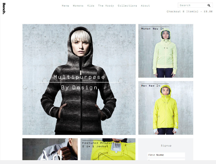 bench clothing website