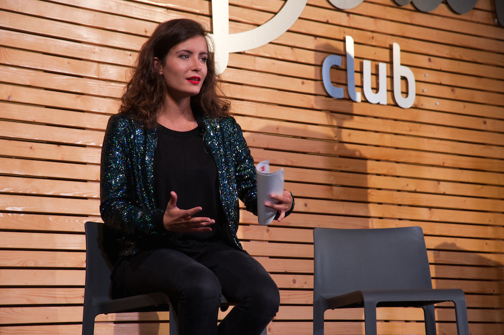 20 Final speaker of the conference Emmanuelle Duez, Founder of WoMen’Up and The Boson Project talked about the Great Mutation. Credit Stephane Robin, EuroSIMA : Wetfeet studio