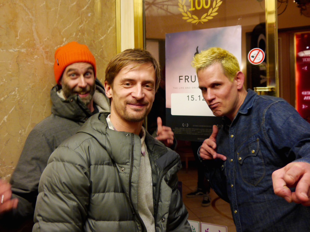 00 The star of the show   Nicolas Müller with  Fruition Producer, Martin Luchsinger and Uli Köhler with the orange beanie