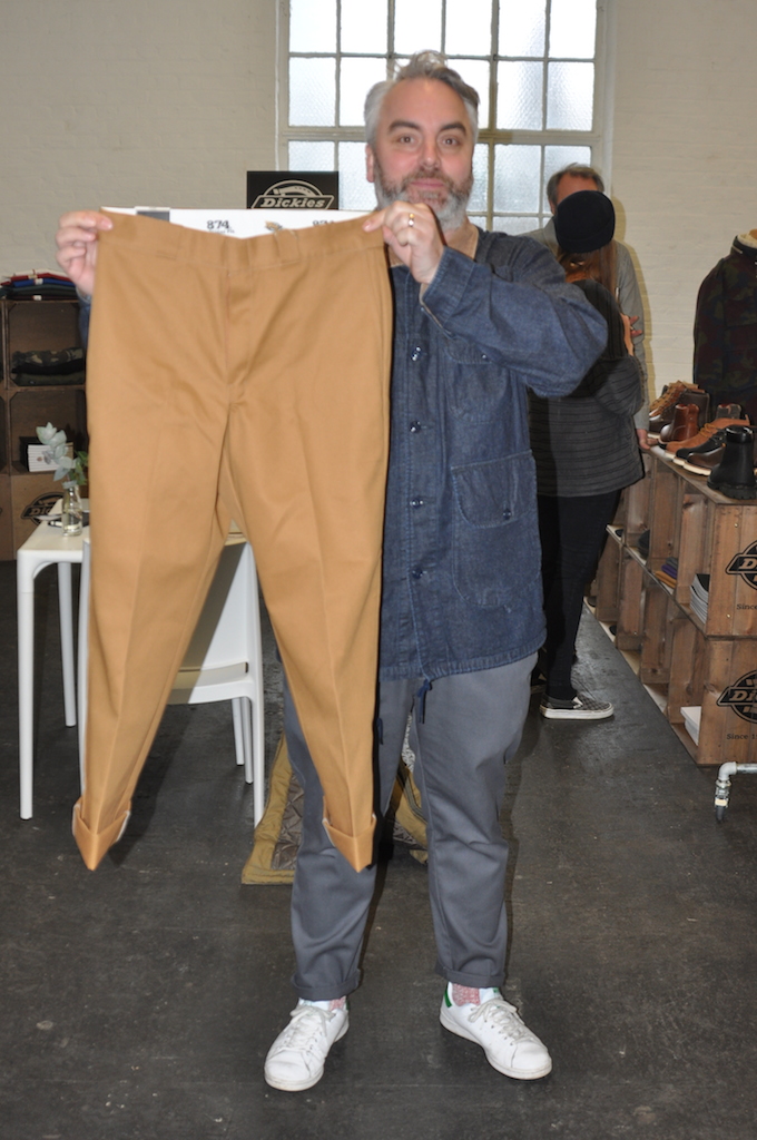 12 SPIV Agency’s Carl Burnham showing Dickies’ one-off 875 in brown duck to celebrate the company’s 50 year anniversary