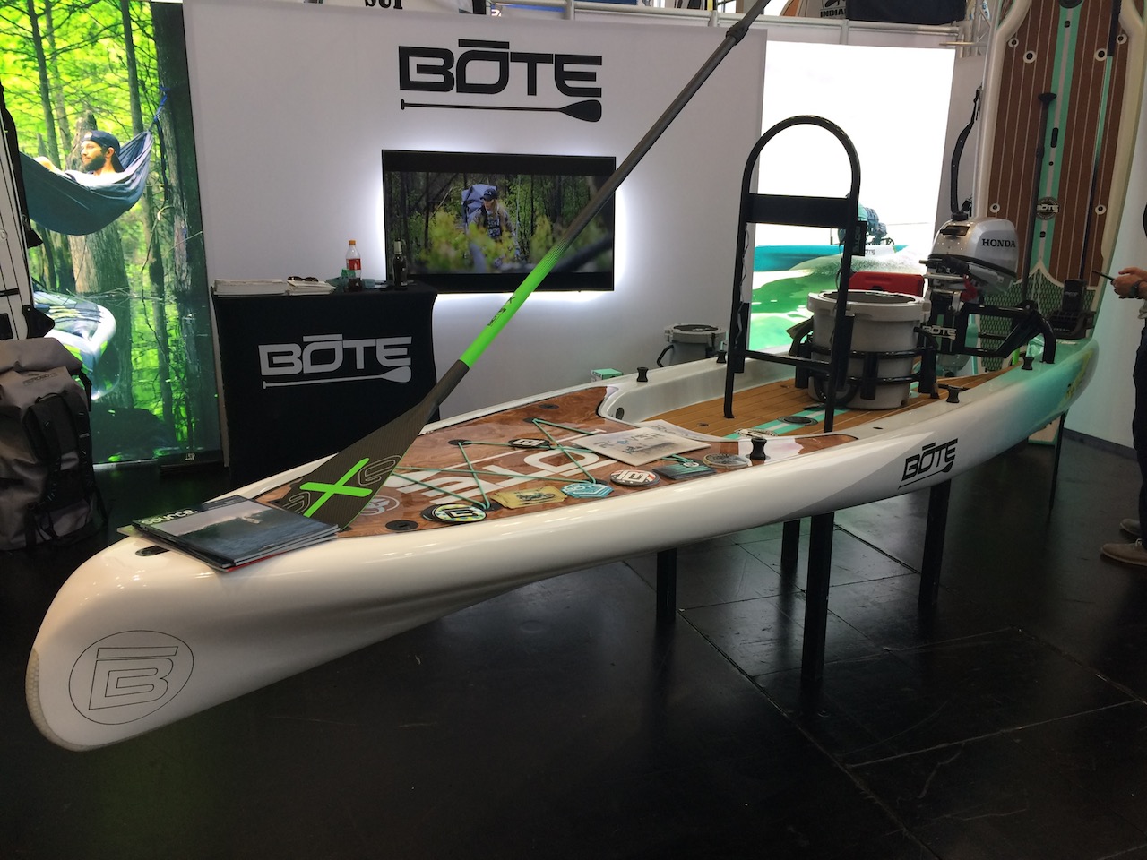 Bote’s Rover paddle board can take an outboard motor so you can travel further