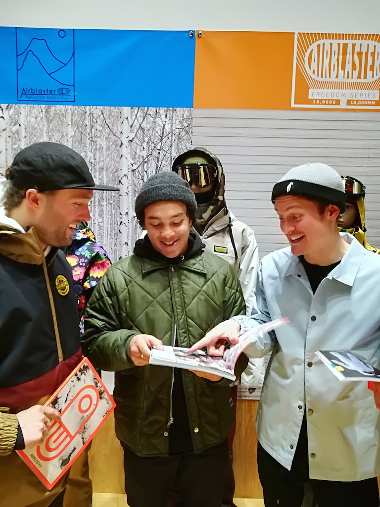 Airblaster team riders Basti Glock, Erik Leon and Leander Greitemann