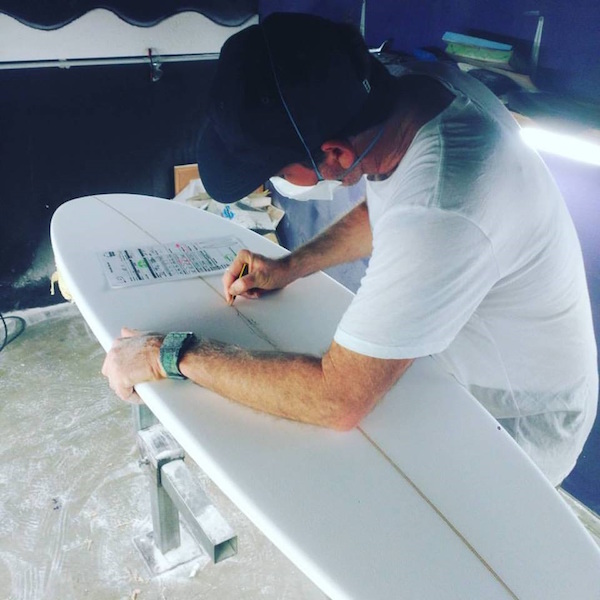 Luke Short, preparing some custom order for Ivo Nisa from 58 Surf in Peniche.