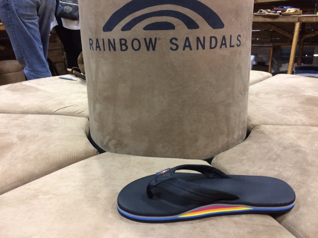 retro rainbow flip flops