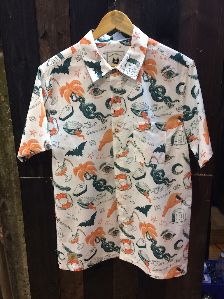 Dude’s Occult Hawaiian short sleeve shirt designed by Mcbess