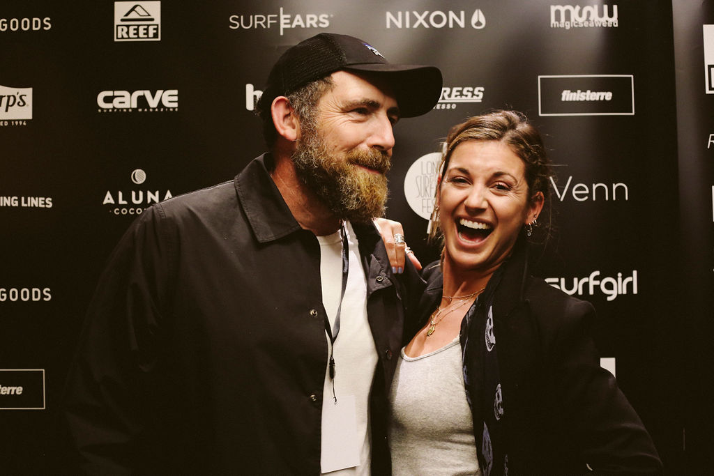 Huck Magazine’s Michael Fordham with OK Magazine’s Rosie J Underwood – surfing’s broad church!