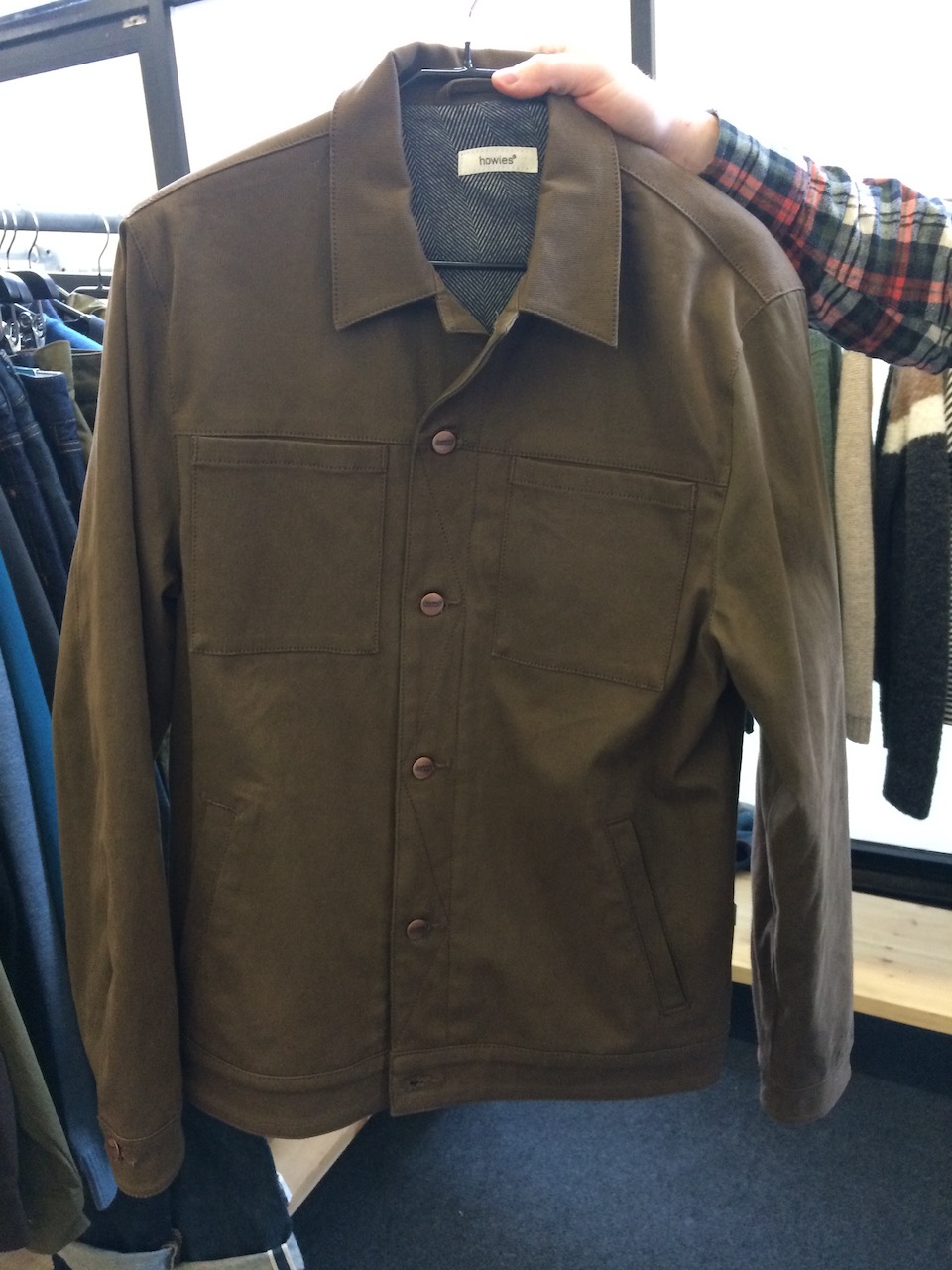 Howies Bedford Jacket in Welsh cord with recycled metal rivets and lined in herringbone organic cotton