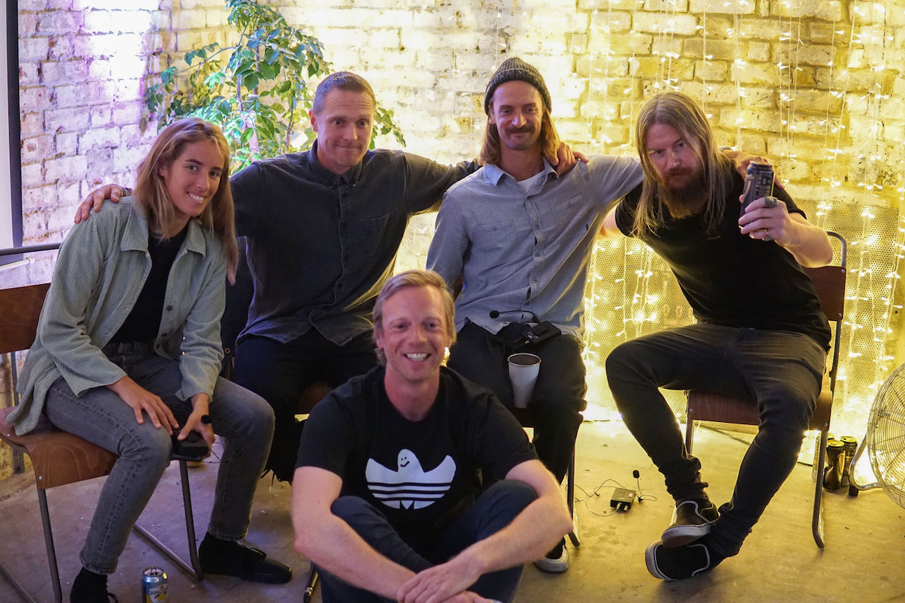 The panel. L R. Lee Ann Curren, Mickey Smith, Matt Barr (front), Nicolas Muller and Schoph