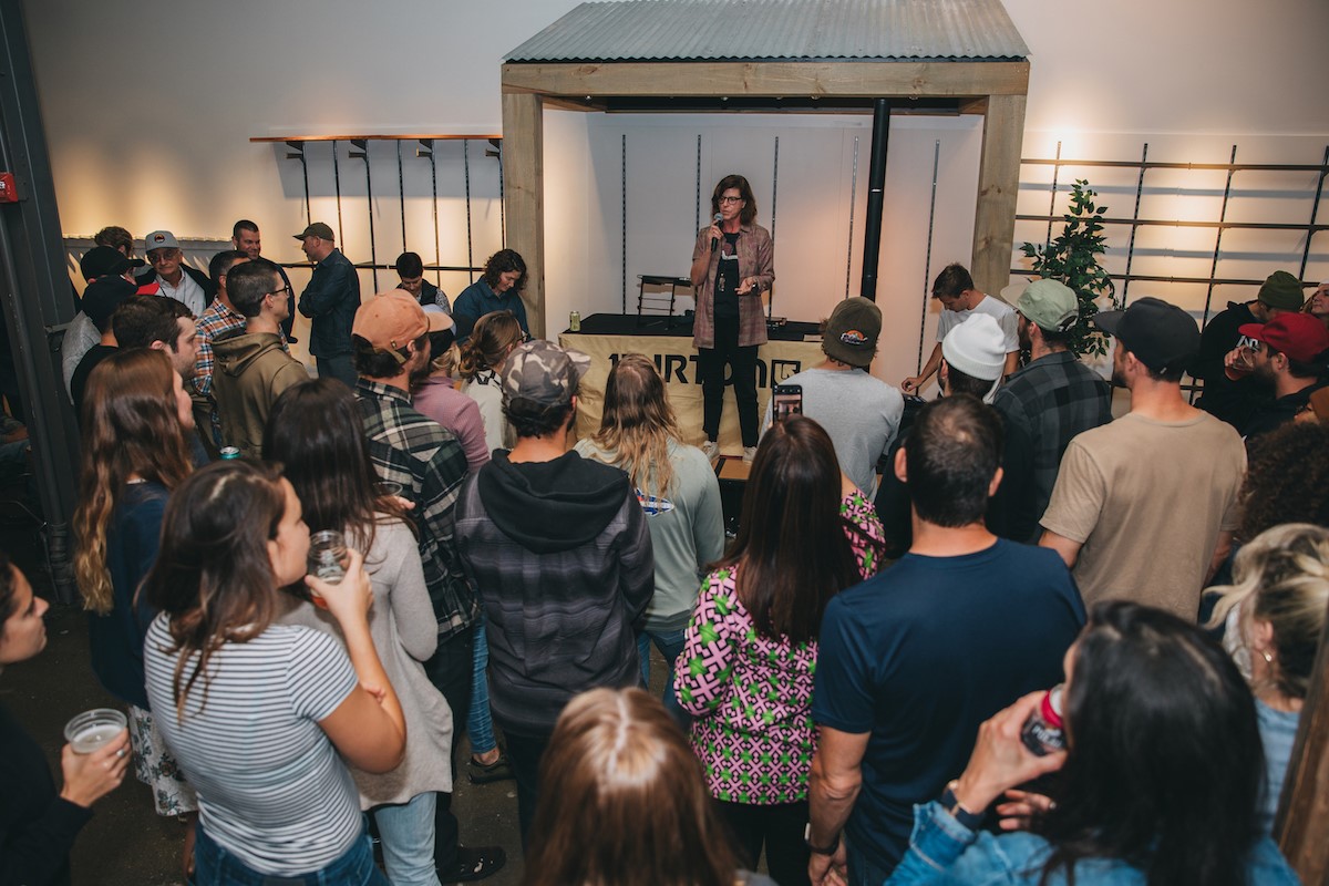 co-CEO Donna Carpenter announcing the news @ Burton Snowboards HQ, Vermont