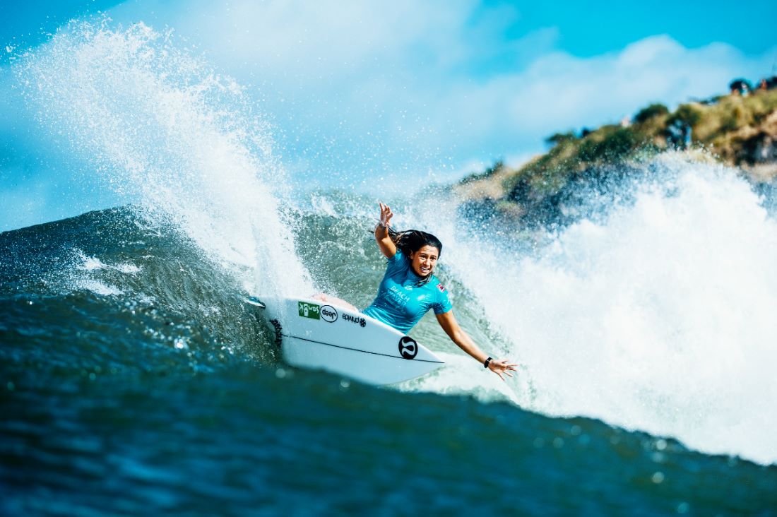 Malia Manuel (HAW) surfing Honolua Bay, where the lululemon Maui Pro will open on November 25, 2019.