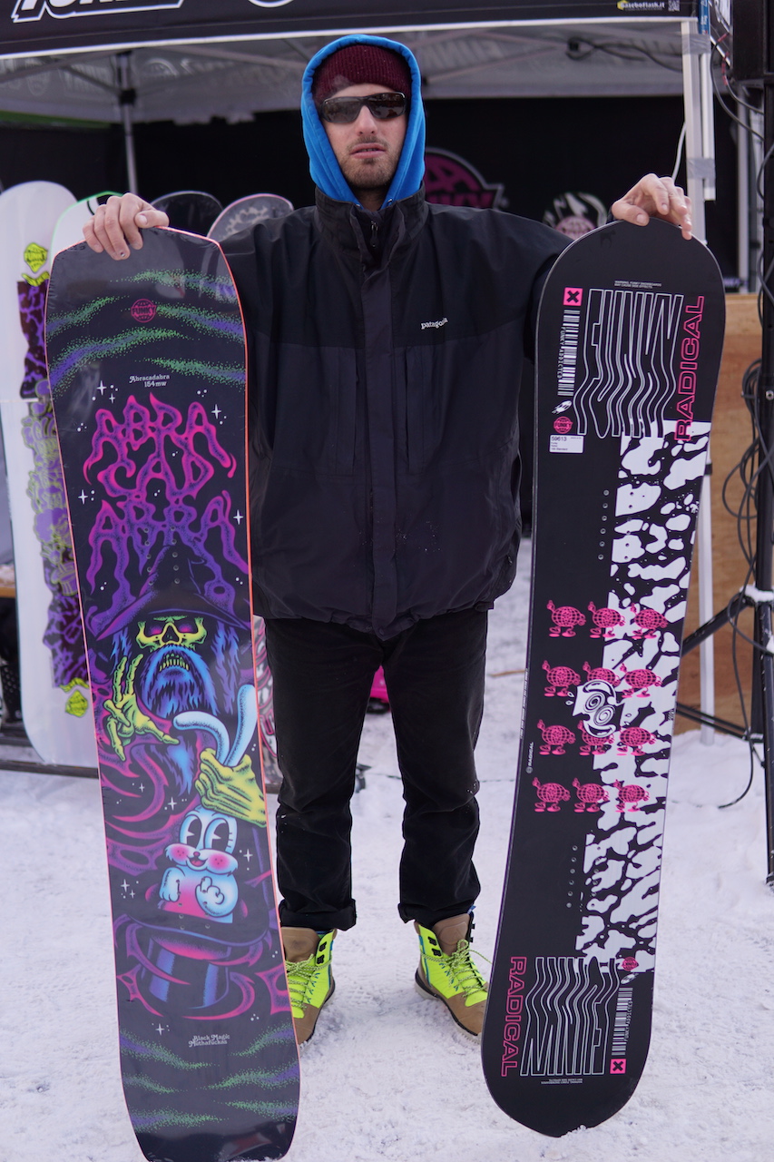 Funky’s Nico Pezzato with their Abracadabra and Radical boards