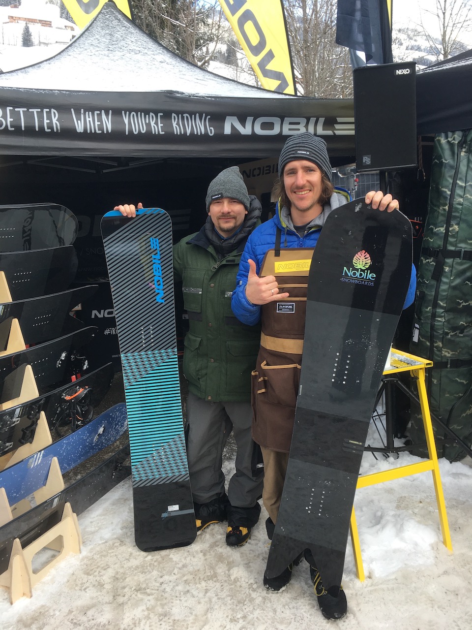 Nobile Michal Michał Kamyk N8 carving board for softer boots and Jerry Bryg with N7 powder weapon