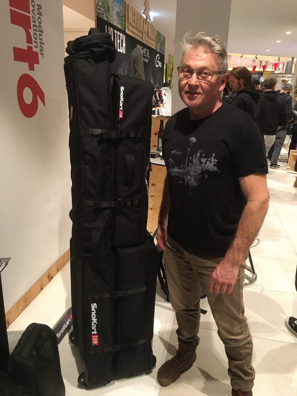 Snokart’s Andy Nicholls with the Kart 6 with new improved straps and locking system