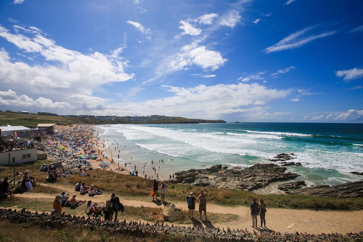 The iconic Fistral Beach should keep a little quieter than usual in the absence of Boardmasters. Photo- Masurel