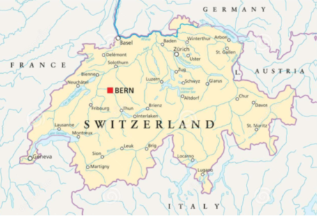 Landlocked Switzerland map