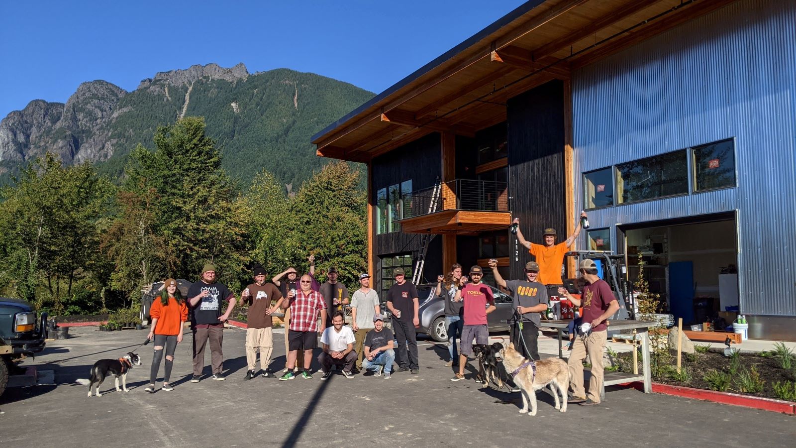 Karakoram team outside their factory