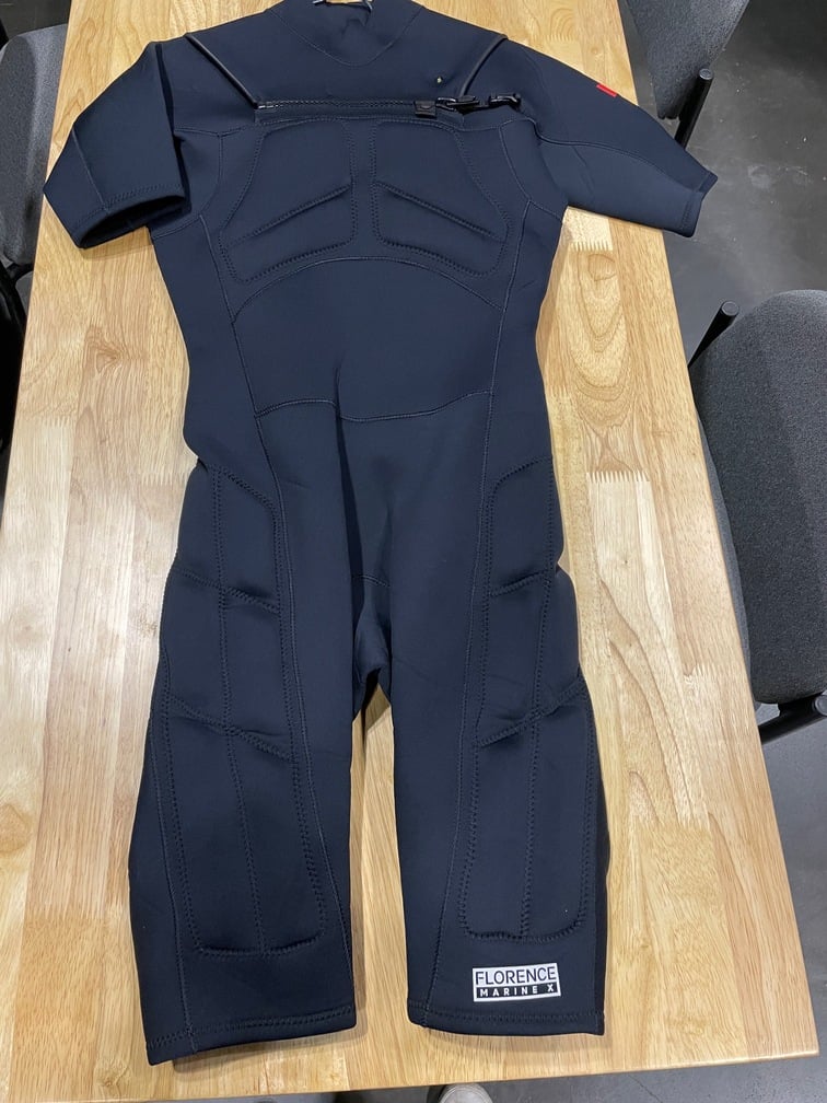 Florence Marine Xs Impact suit for big waves from the made to order wetsuit program