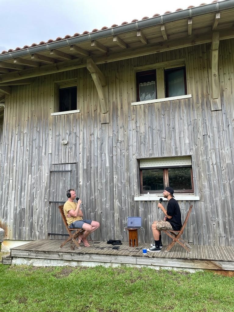 Looking Sideways_ Me interviewing Sage Kotsenburg in yet another makeshift studio. Photo - Tin