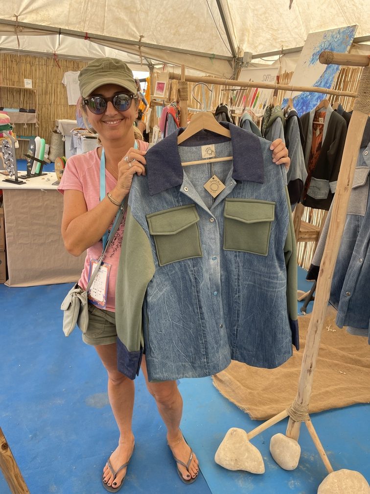 Snood Arts Hind Mahrouch adds pockets and features to repurpose second hand clothes for sale JPG