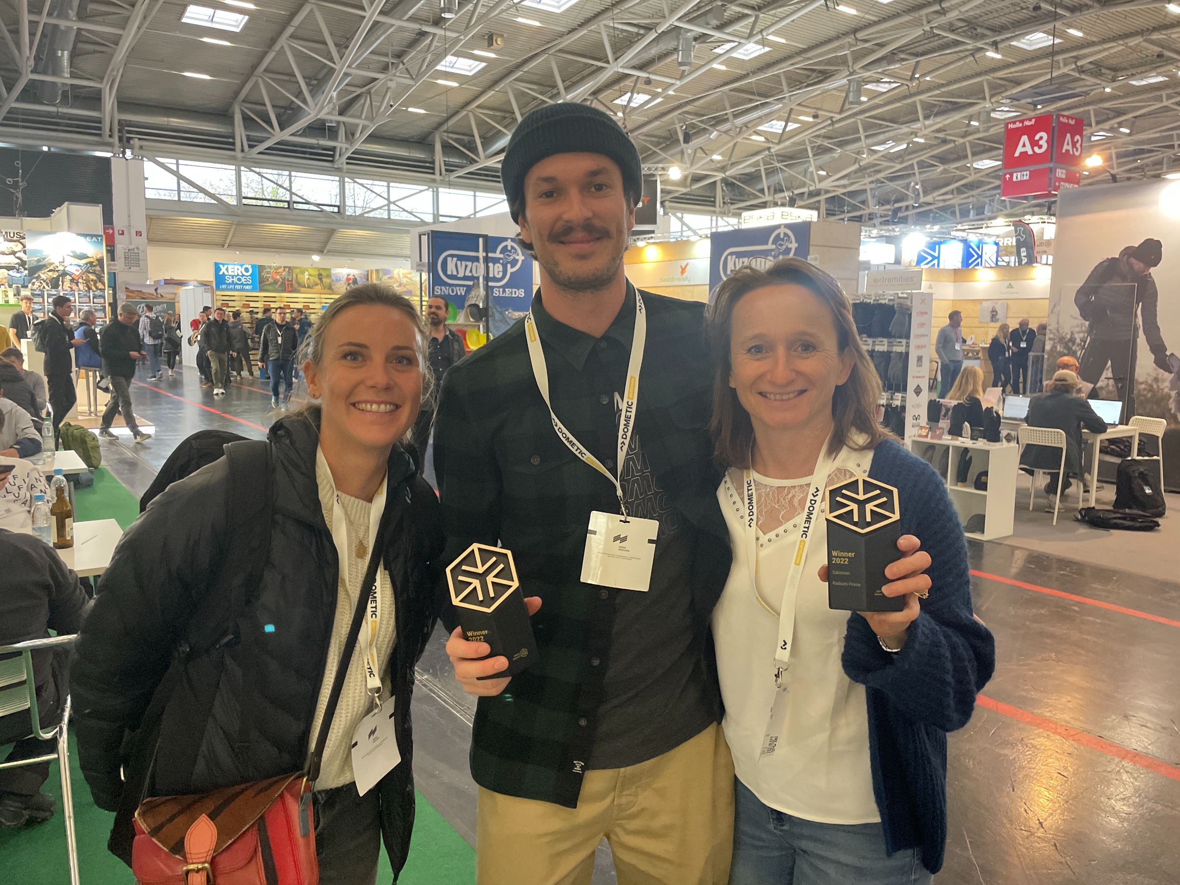Salomon’s Awena Jouannic, Benjamin Raffort and Delphine Polycarpe and 2 ISPO Awards
