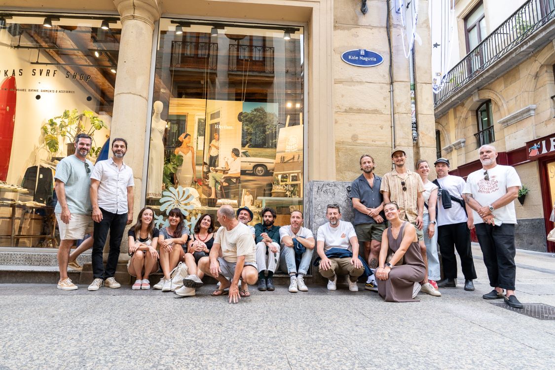 The wild bunch in front of the Pukas Surf Shop in San Sebastian, Spain. c.TC