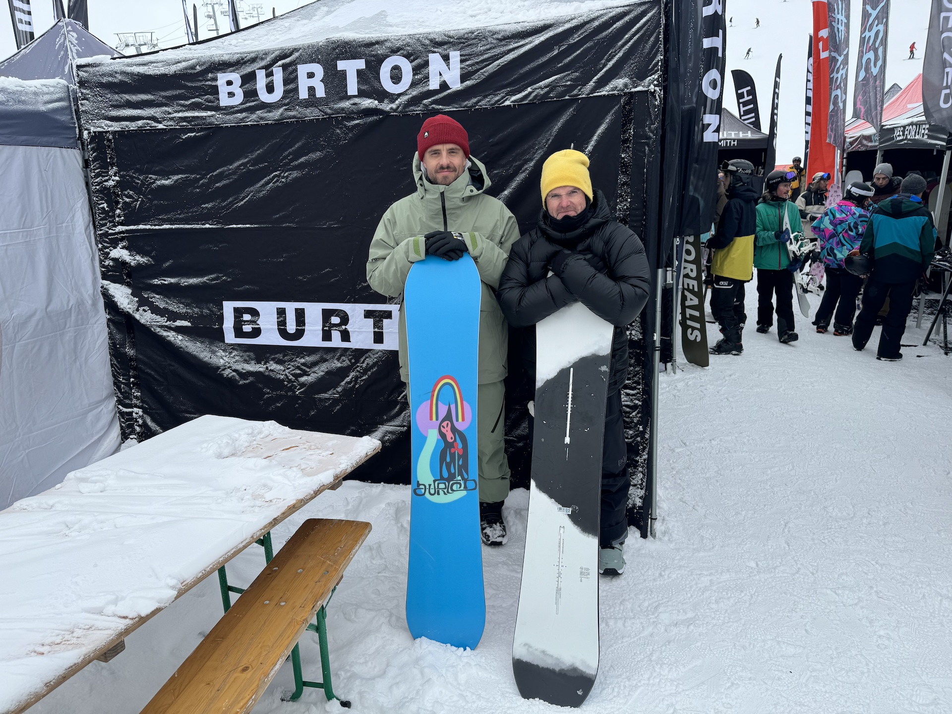 Burton’s Mathieu Quinnez & Leo Vuillemin with the Home Town Hero & Deep Thinker